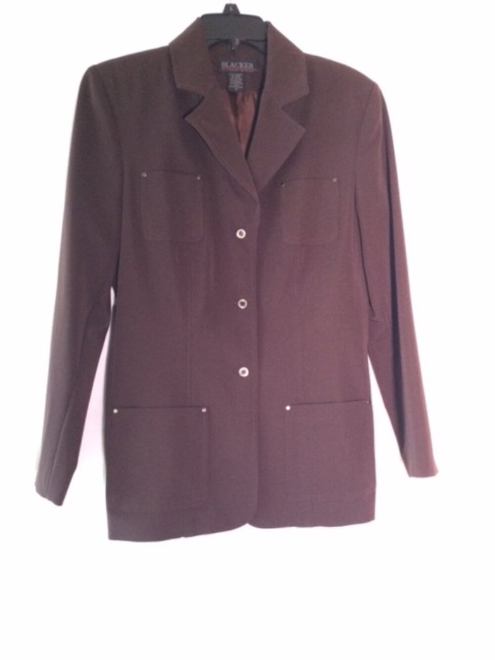 Blacker by Stanley Blacker Brown Career Blazer Jacket Stud Detail Size 12